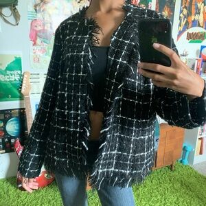 Courtenay Black and White Tweed Blazer